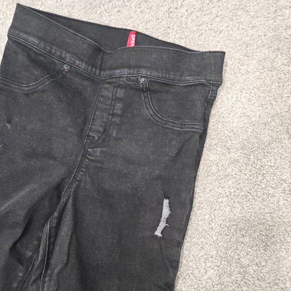 Spanx Black Distressed Skinny Jeggings Jeans Pants Ripped High Waisted Small - Picture 4 of 13